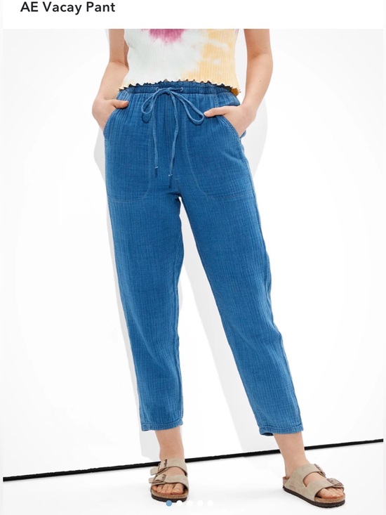 American Eagle Outfitters Pants - American Eagle Vacay Pants Cotton Gauze Blue , XS